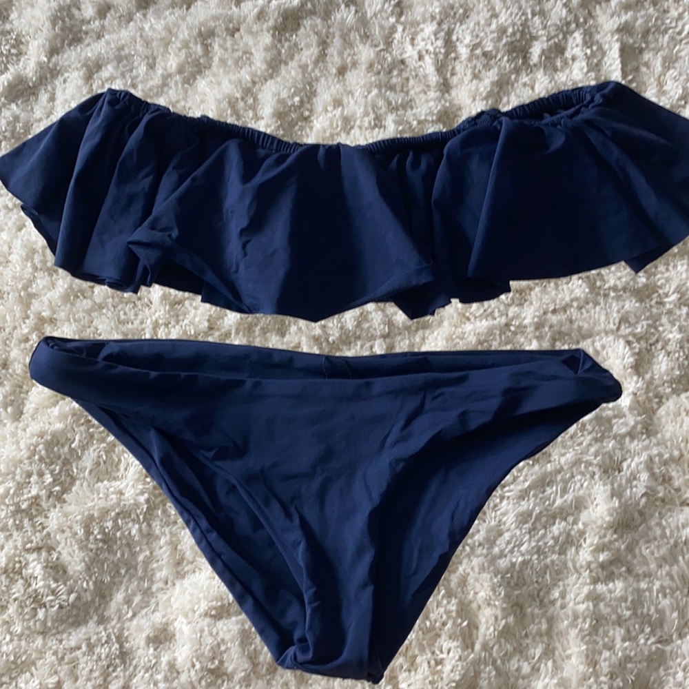 Lspace navy off the shoulder bikini